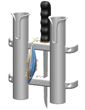 2 Rod Rack (2-Pole Rod Holders), White, Side-Mount - FO4331